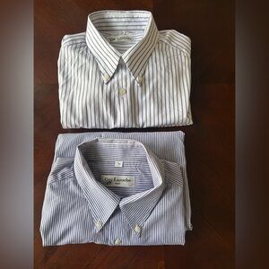 Guy Laroche Set Men's Dual Striped Dress Shirts - purple and White size L